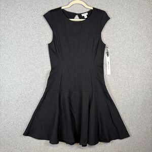 Kate Young Women's Size 8 Black Fit and Flare Mini Dress Sleeveless Cap Sleeved
